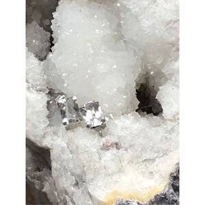 White Quartz Stud Earrings, Sterling Silver, NEW, Handmade, 5 x 7